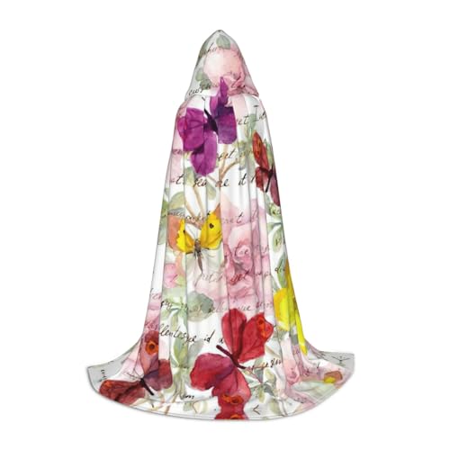 YQxwJL Uni-Kapuzenumhang mit Schmetterlingsdruck, Hexen-Zauberer-Umhang, für Halloween, Cosplay, Party-Kostüm YQxwJL Uni-Kapuzenumhang mit Schmetterlingsdruck, Hexen-Zauberer-Umhang, für Halloween, Cosplay, Party-Kostüm von YQxwJL