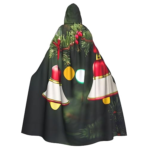 YQxwJL Uni Kapuzenumhang mit Weihnachtsbaum und Glocke, Hexen-Vampir-Zauberer-Robe für Halloween, Cosplay-Kostüme von YQxwJL