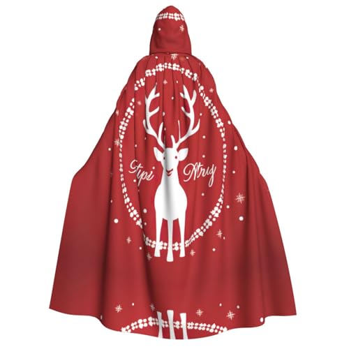 YQxwJL Uni Kapuzenumhang mit Weihnachtshirschdruck für Erwachsene, Hexenumhang, Horrorumhang für Männer, Halloween, Cosplay von YQxwJL