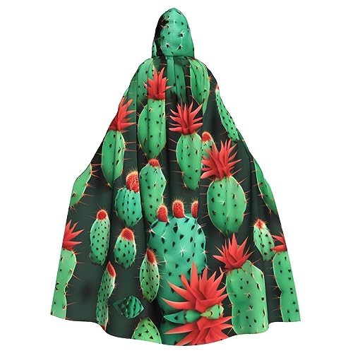 YQxwJL Viele kleine Kaktus-Kunstdruck Uni Kapuzenumhang Kapuzenmantel Hexe Vampir Zauberer Robe für Halloween Cosplay Kostüme von YQxwJL