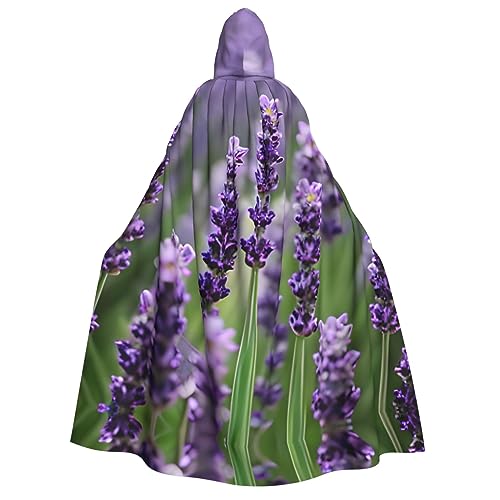 YQxwJL Violetter Lavendel-Blumendruck, Uni, Erwachsene, Kapuzenumhang, Hexenumhang, Horror-Umhang, für Halloween, Cosplay-Kostüme von YQxwJL