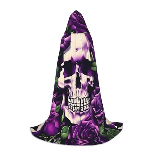 YQxwJL Violetter Totenkopf mit Rose bedruckter Umhang mit Kapuze, Uni-Umhang, Hexenumhang, Vampirumhang für Halloween-Kostüme YQxwJL Violetter Totenkopf mit Rose bedruckter Umhang mit Kapuze, Uni-Umhang, Hexenumhang, Vampirumhang für Halloween-Kostüme von YQxwJL