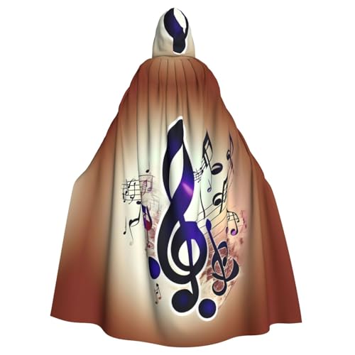 YQxwJL Violetter Uni-Kapuzenmantel mit Musiknoten-Aufdruck, Hexen-Vampir-Zauberer-Robe für Halloween, Cosplay-Kostüme von YQxwJL