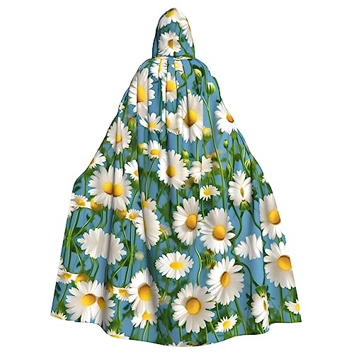 YQxwJL Weißer kleiner Blumendruck, Uni-Kapuzenmantel, Hexen-Vampir-Zauberer-Robe für Halloween, Cosplay-Kostüme von YQxwJL