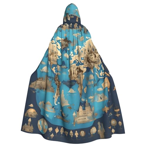 YQxwJL Welt-Geographie-Karten-Druck, Karneval, Umhang, Zauberer, Kapuzenumhang, für Erwachsene, Halloween, Cosplay-Kostüme YQxwJL Welt-Geographie-Karten-Druck, Karneval, Umhang, Zauberer, Kapuzenumhang, für Erwachsene, Halloween, Cosplay-Kostüme von YQxwJL