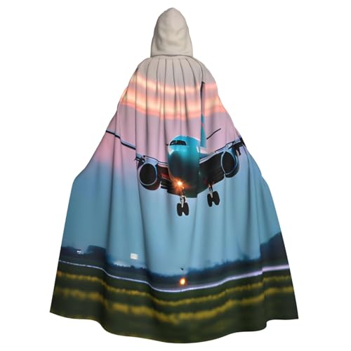 YQxwJL Wikinger Umhang mit Flugzeugkapuze in den Nachtlichtern Schwarzer Mittelalter Umhang mit Kapuze Renaissance Halloween Kostüm von YQxwJL