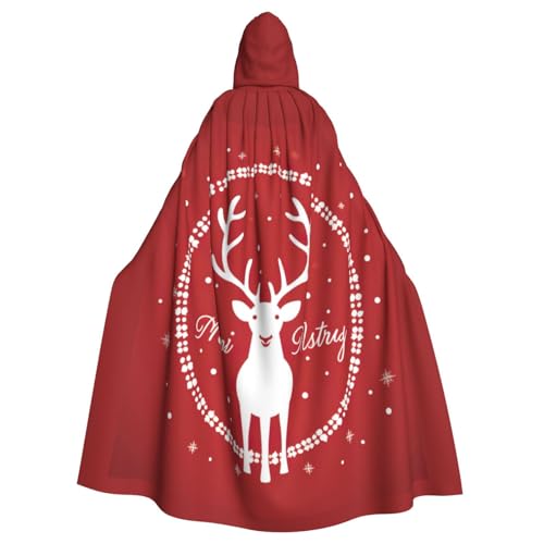 YQxwJL Wikinger Umhang mit Kapuze Weihnachten Hirsch Druck Schwarz Mittelalter Umhang mit Kapuze Renaissance Halloween Kostüm von YQxwJL