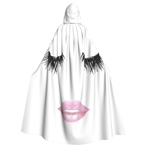 YQxwJL Wimper Lippe weißer Druck Karneval Umhang Robe Umhang Zauberer Kapuzenumhang für Erwachsene Halloween Cosplay Kostüme von YQxwJL