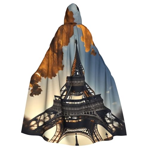 YQxwJL Wunderschöner Eiffelturm Paris Druck Karneval Umhang Robe Umhang Zauberer Kapuzenumhang für Erwachsene Halloween Cosplay Kostüme von YQxwJL