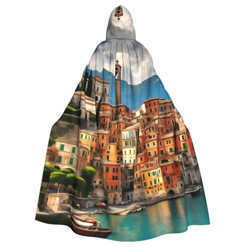 YQxwJL Wunderschöner Italien-Druck Karneval Umhang Robe Umhang Zauberer Kapuzenumhang für Erwachsene Halloween Cosplay Kostüme von YQxwJL