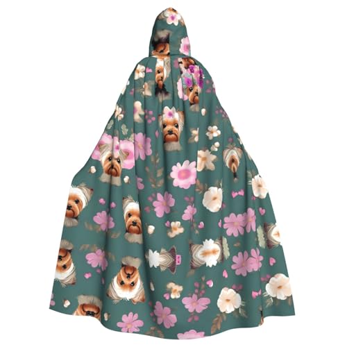 Yorkie-Blumenmuster-Druck, Karneval, Umhang, Zauberer, Kapuzenumhang, für Erwachsene, Halloween, Cosplay-Kostüme Yorkie-Blumenmuster-Druck, Karneval, Umhang, Zauberer, Kapuzenumhang, für Erwachsene, Halloween, Cosplay-Kostüme von YQxwJL