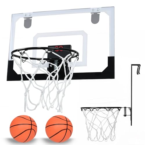 YRHome Mini Basketballkorb Set für Kinder mit elektronischer Bewertungsfunktion und Sound Indoor Basketball Hoop for Door hängendes Basketballbrett mit Bälle & Pumpe Geschenke für Jungen Mädchen von YRHome