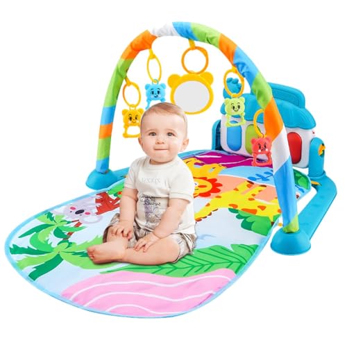 Baby Spieldecke mit Spielbogen, Krabbeldecke mit Musik und Lichtern Spielmatte mit Abnehmbar Babyspielzeug Bauchzeit Activity Decke Krabbelmatte sensorischen Spielzeugen für Mädchen Junge, 72x40x47cm von YRTUOP