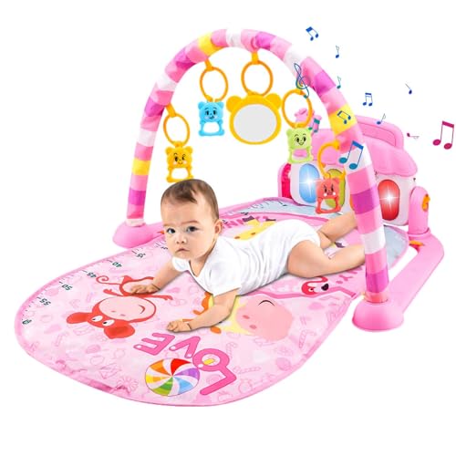 Baby Spieldecke mit Spielbogen, Krabbeldecke mit Musik und Lichtern Spielmatte mit Abnehmbar Babyspielzeug Bauchzeit Activity Decke Krabbelmatte sensorischen Spielzeugen für Mädchen Junge, 72x40x47cm von YRTUOP