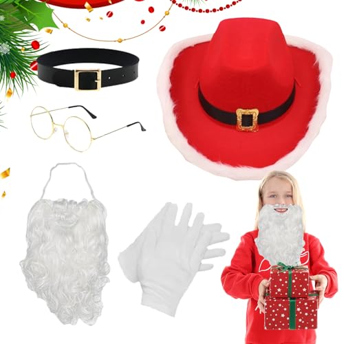 YRTUOP Santa Kostüm - Santa Claus Anzug - Gürtel Weißer Bart Gold Brille Roter Cowboyhut Weihnachts Set Für Familienfotos Bühnenauftritt YRTUOP Santa Kostüm - Santa Claus Anzug - Gürtel Weißer Bart Gold Brille Roter Cowboyhut Weihnachts Set Für Familienfotos Bühnenauftritt von YRTUOP