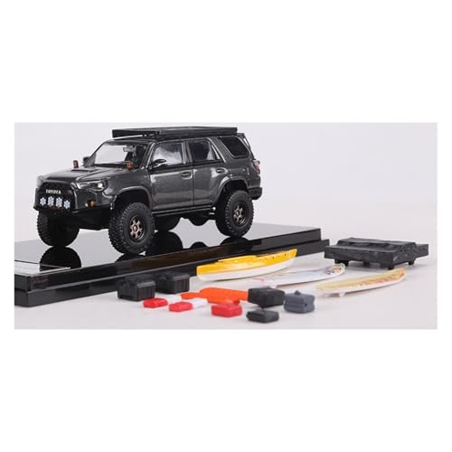 1:64 Für Toyota Land Cruiser 4x4 Heavy-Duty Modified Edition Druckgussmodell Mit Zubehör Für Wohndekorationen(Gray) von YRXIAO