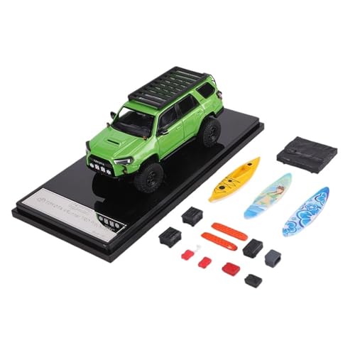 1:64 Für Toyota Land Cruiser 4x4 Heavy-Duty Modified Edition Druckgussmodell Mit Zubehör Für Wohndekorationen(Green) von YRXIAO