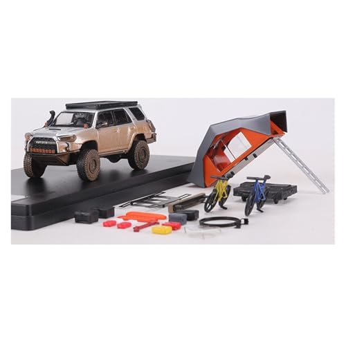1:64 Für Toyota Land Cruiser 4x4 Heavy-Duty Modified Edition Druckgussmodell Mit Zubehör Für Wohndekorationen(Silver Mud Edition) von YRXIAO