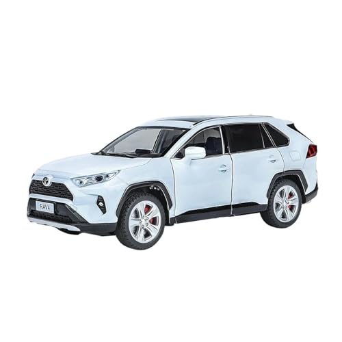 Audi 1/24 Für RAV4 Off-Road SUV Modell Auto Metall Diecast Fahrzeug Sammlung Sound & Licht Spielzeug Für Wohndekorationen(White) von YRXIAO