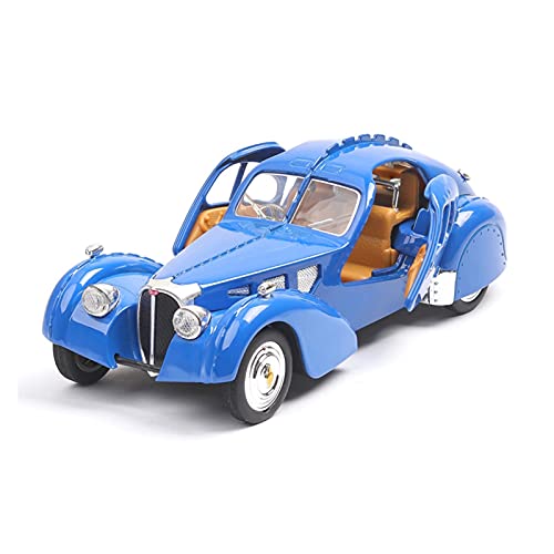 Für Bugatti Type 57SC 1936 1:28 Simulation Legierung Akusto-optische Oldtimer-Modell Dekoration Ornamente Für Wohndekorationen(Blau) von YRXIAO