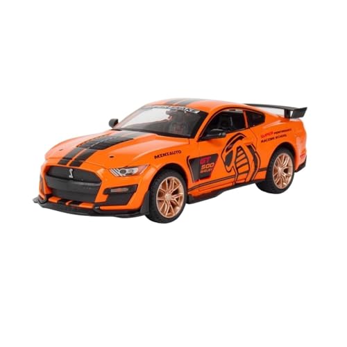 Metall-Automodelle bausatz 1 24 Für Ford Mustang GT500 Maßstabsgetreue Modellsimulation Legierungsmodell Pullback-Auto Spielzeugauto Ornamente Für Wohndekorationen(Orange) von YRXIAO