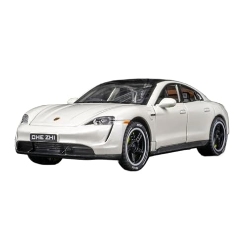 Metall-Automodelle bausatz 1 32 Für Porsche Taycan Legierung Metall Druckguss Modell Simulation Modell Sound Und Licht Spielzeug Für Wohndekorationen(White) von YRXIAO