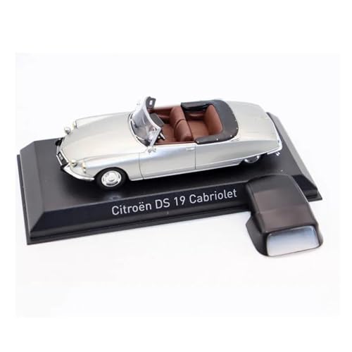 YRXIAO 1/43 Für Citroen DS 19 Cabriolet 1965 Legierung Cabrio Vintage Bücherregal Dekoration Auto Modell Für Wohndekorationen(Silver) von YRXIAO