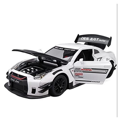 YRXIAO 1 24 Für Nissan GTR Legierung Druckguss Modellauto Sammlung Display Kind Spielzeugauto Geschenk Für Wohndekorationen(White) von YRXIAO