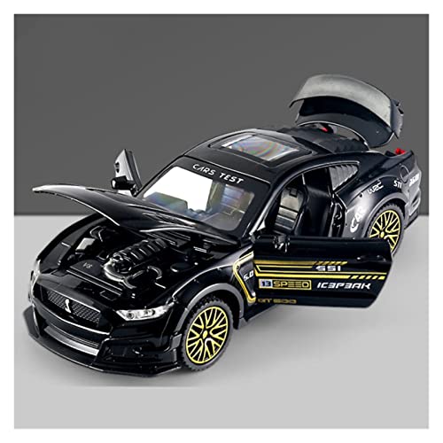YRXIAO 1 32 for Ford Mustang Shelby GT500 Zinklegierung Sportwagen Modell Abnehmbares Spielzeug Geschenk Für Wohndekorationen(Schwarz) von YRXIAO