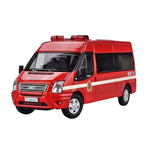 YRXIAO 1 64 Für Ford Transit Feuerwehrauto Legierung Druckguss Modellauto Sammlung Spielzeugauto Kinder Geschenk Für Wohndekorationen von YRXIAO
