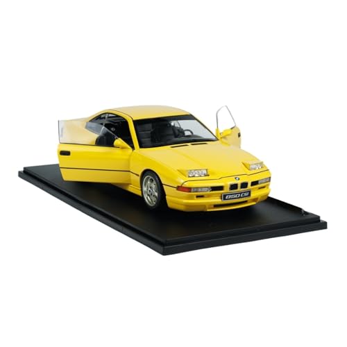 YRXIAO 1:18 Für BMW 850 E31 CSI 1990 Gelb Statische Legierung Doppel Tür Szene Ornamente Auto Modell Für Wohndekorationen von YRXIAO