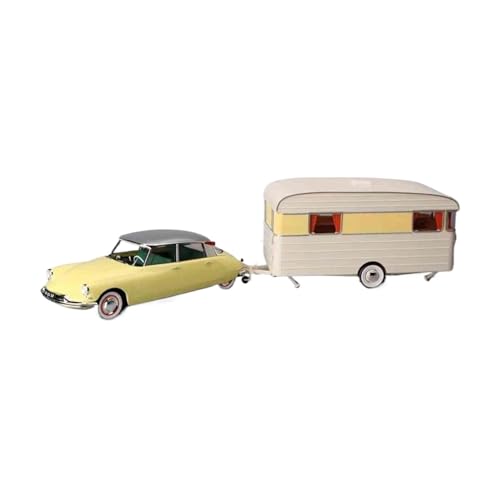 YRXIAO 1:18 Für Citroen Ds 19 1959 Drag Reise Rv Modell Statische Dekoration Ornament Fan Souvenir Für Wohndekorationen(Yellow) von YRXIAO