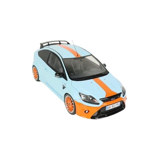 YRXIAO 1:18 Für Ford Focus MK2 RS 2010 Blau/orange Streifen Harz Statische Metall Ornamente Auto Modell Für Wohndekorationen von YRXIAO