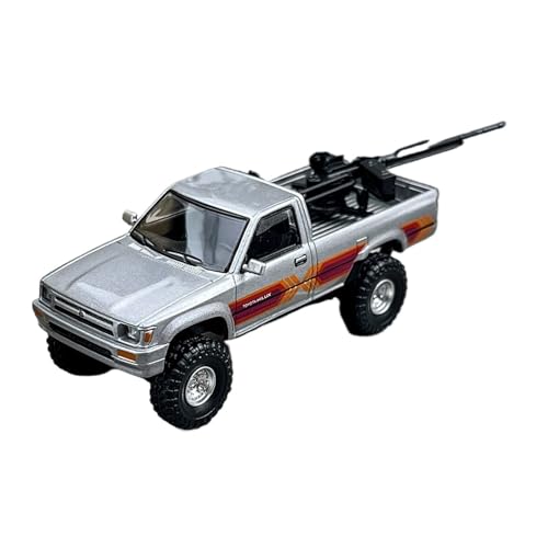 YRXIAO 1:64 Für Toyota Hilux 1995 Single Cab 4WD Druckguss-Automodell Souvenir Classic Static Display Für Wohndekorationen(Silver) von YRXIAO