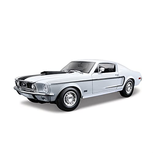 YRXIAO Für Ford Mustang GT 1967 1968 1 18 Simulation Diecast Legierung Automodell Dekoration Sammlung Spielzeug Für Wohndekorationen(White) von YRXIAO