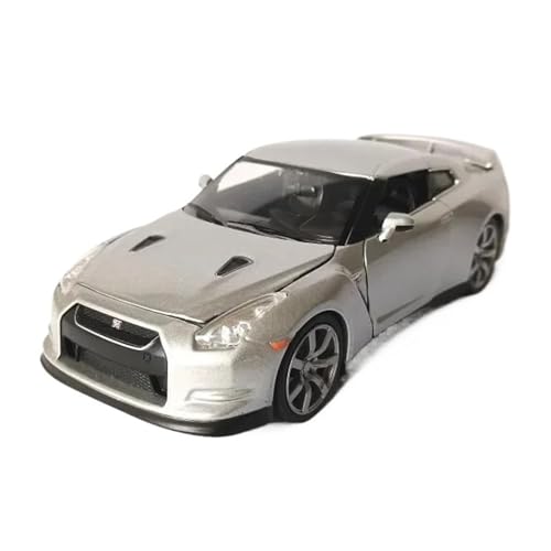 YRXIAO Maßstab 1:24 Für Nissan GT-R (R35) Sportwagen 2009 Legierung Druckguss Automodell Fan Hobby Collection Für Wohndekorationen(Silver) von YRXIAO