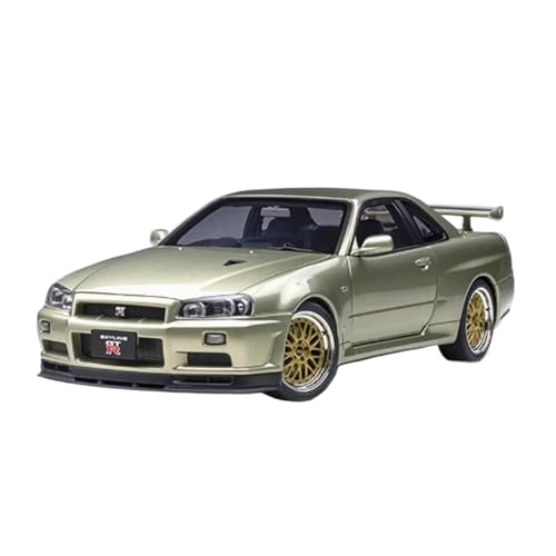 YRXIAO Metall-Automodelle bausatz 1/18 Für Nissan Skyline GT R34 V-Spec Legierung Modell Auto Statische Dekoration Sammeln Ornament Für Wohndekorationen(Green) von YRXIAO