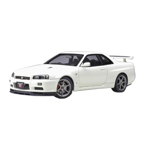 YRXIAO Metall-Automodelle bausatz 1/18 Für Nissan Skyline GT R34 V-Spec Legierung Modell Auto Statische Dekoration Sammeln Ornament Für Wohndekorationen(White) von YRXIAO