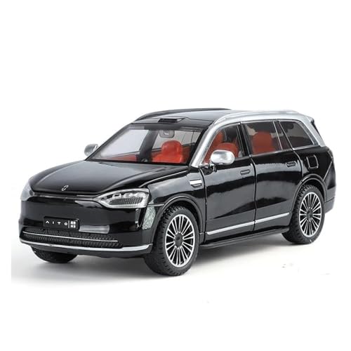 YRXIAO Metall-Automodelle bausatz 1 24 Für AITO M9 SUV Neues Energiefahrzeug Druckgussautomodell Sound- Und Lichtspielzeugsammlungsanzeige Für Wohndekorationen(Schwarz) von YRXIAO