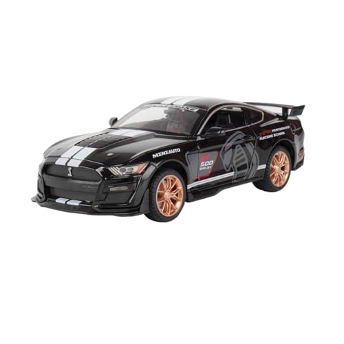 YRXIAO Metall-Automodelle bausatz 1 24 Für Ford Mustang GT500 Maßstabsgetreue Modellsimulation Legierungsmodell Pullback-Auto Spielzeugauto Ornamente Für Wohndekorationen(Schwarz) von YRXIAO