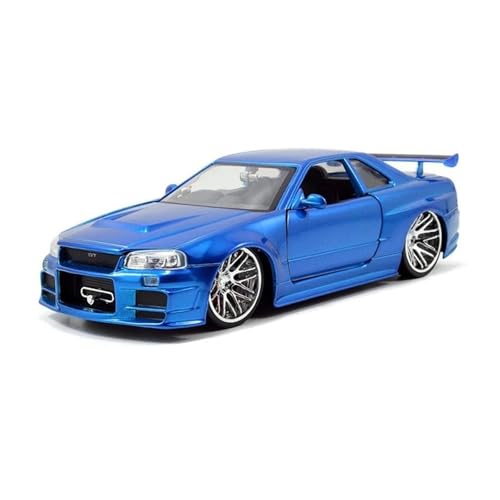 YRXIAO Metall-Automodelle bausatz 1 24 Für Nissan Skyline Ares GTR R34 Legierung Sport Auto Modell Racing Modell Simulation Sammlung Für Wohndekorationen(Blau) von YRXIAO