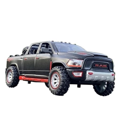 YRXIAO Metall-Automodelle bausatz 1 32 Für RAM TRX Pickup Legierung Druckguss Metall Spielzeug Geländewagen Auto Modell Sound Und Licht Spielzeug Für Wohndekorationen(Schwarz) von YRXIAO