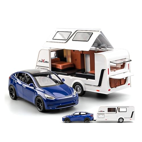 YRXIAO Metall-Automodelle bausatz 1 32 Für Tesla Modely Automodell Legierung Simulation Anhänger RV Spielzeugauto Modellsammlung Ornamente Für Wohndekorationen(Blue) von YRXIAO