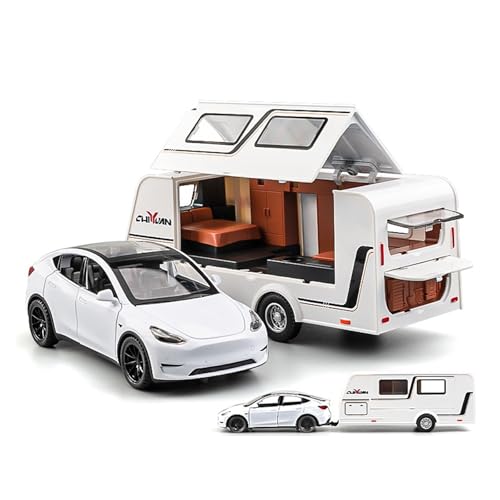 YRXIAO Metall-Automodelle bausatz 1 32 Für Tesla Modely Automodell Legierung Simulation Anhänger RV Spielzeugauto Modellsammlung Ornamente Für Wohndekorationen(White) von YRXIAO