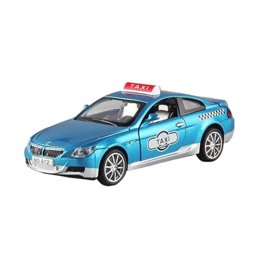 YRXIAO Metall-Automodelle bausatz 1 32 Modellauto Für BMW M6 Taxi Druckgussauto Metallmodell Simulation Sound Und Licht Pull Back Für Wohndekorationen(Blau) von YRXIAO