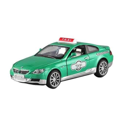 YRXIAO Metall-Automodelle bausatz 1 32 Modellauto Für BMW M6 Taxi Druckgussauto Metallmodell Simulation Sound Und Licht Pull Back Für Wohndekorationen(Grün) von YRXIAO