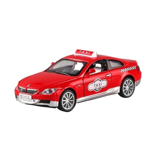 YRXIAO Metall-Automodelle bausatz 1 32 Modellauto Für BMW M6 Taxi Druckgussauto Metallmodell Simulation Sound Und Licht Pull Back Für Wohndekorationen(Rot) von YRXIAO