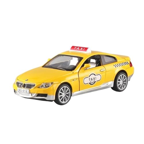 YRXIAO Metall-Automodelle bausatz 1 32 Modellauto Für BMW M6 Taxi Druckgussauto Metallmodell Simulation Sound Und Licht Pull Back Für Wohndekorationen(Yellow) von YRXIAO