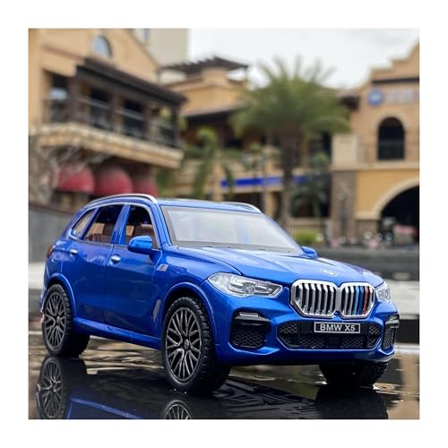 YRXIAO Metall-Automodelle bausatz 1 32 Simulation BMW X5 Druckguss Automodell SUV Geländewagen Metallmodellauto Mit Lichtern Pull Back Spielzeugauto Für Wohndekorationen(Blau) von YRXIAO