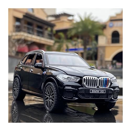 YRXIAO Metall-Automodelle bausatz 1 32 Simulation BMW X5 Druckguss Automodell SUV Geländewagen Metallmodellauto Mit Lichtern Pull Back Spielzeugauto Für Wohndekorationen(Schwarz) von YRXIAO